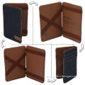 Bifold stitched promotion leather magic wallet, custom wallet